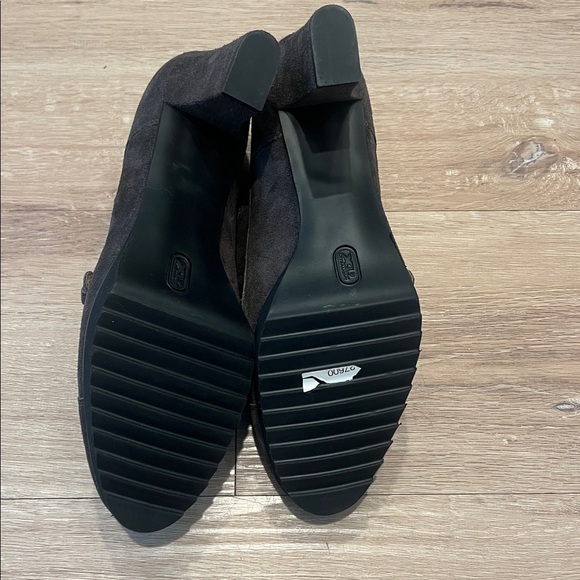 Anyi Lu Nancy Suede Monk Strap Pumps Gray Italian Leather Block Heels Size 41/10 - Picture 8 of 12